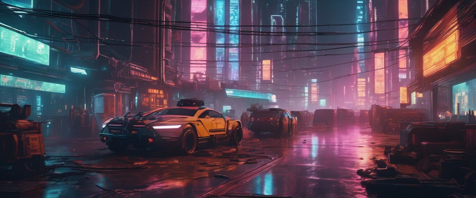 Cyberpunk city at night